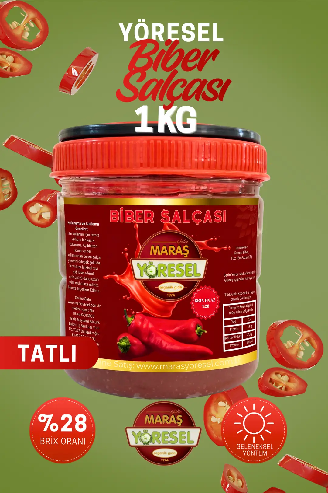 Ürün görseli: Hakiki Maraş Tatlı Biber Salçası (1 Kg)