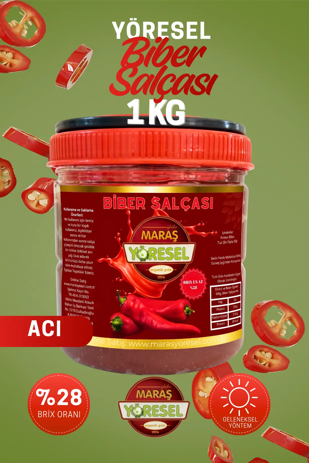 Ürün görseli: Hakiki Maraş Acı Biber Salçası (1 Kg)