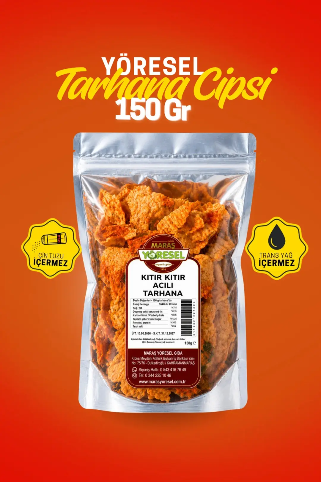 Ürün görseli: Kıtır Kıtır Acılı Tarhana Yoğurtlu Baharatlı Cips 150 gr