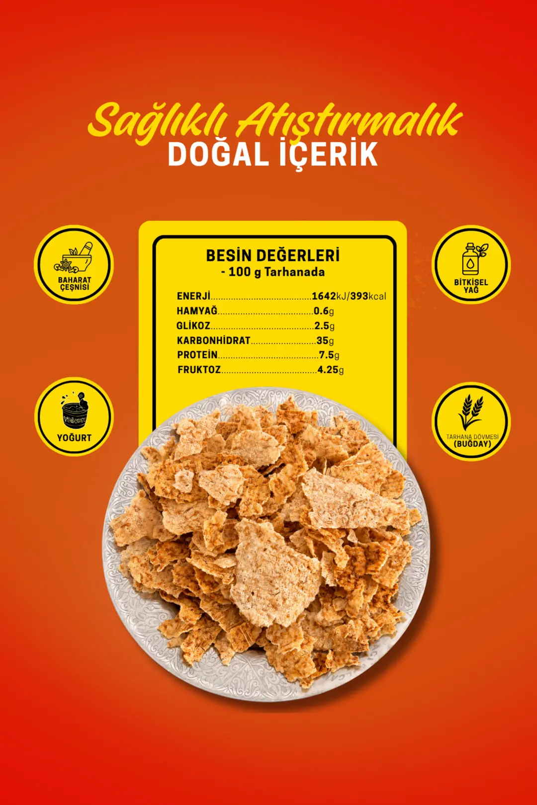Kahramanmaraş Kıtır Kıtır Sade Tarhana Cips Yoğurtlu Doğal Atıştırmalık 150 Gr