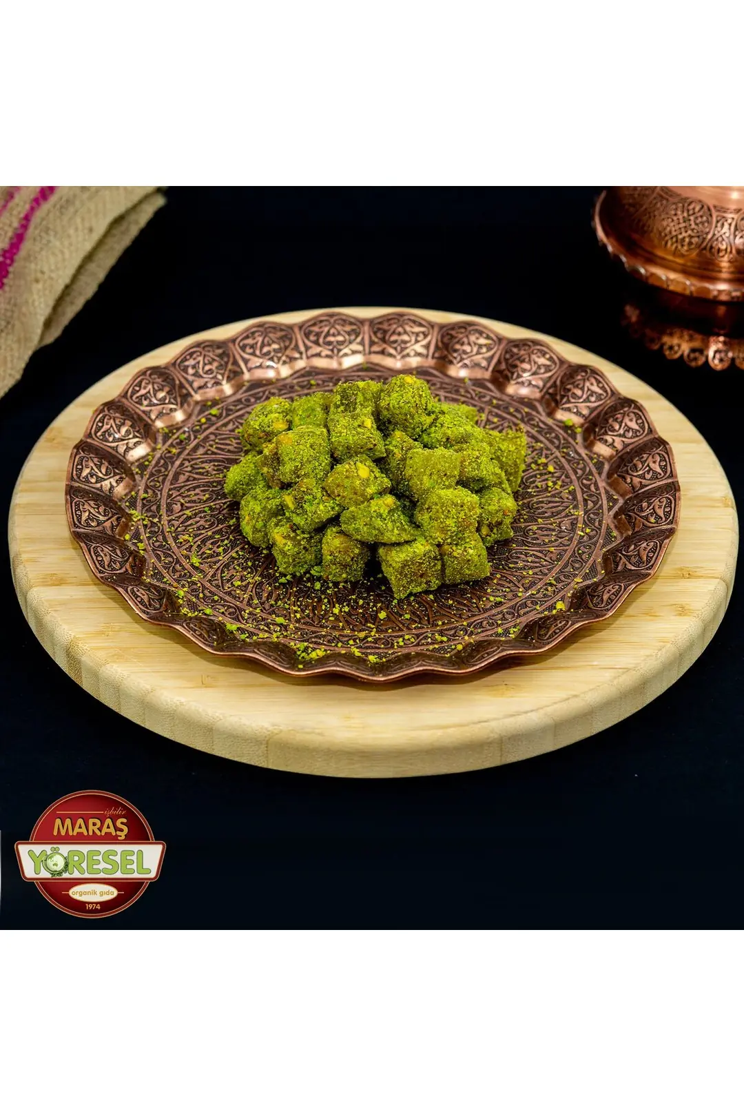 Kahramanmaraş Toz Fıstıklı Çifte Kavrulmuş Lokum - Doğal Ve Katkısız 500 Gr