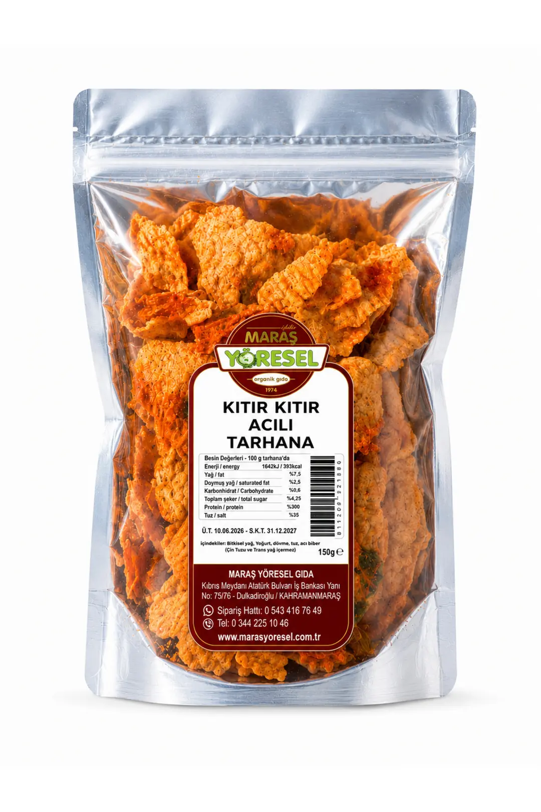 Kahramanmaraş Kıtır Kıtır Acılı Tarhana Yoğurtlu Baharatlı Cips - Doğal Ve Katkısız 150 Gr
