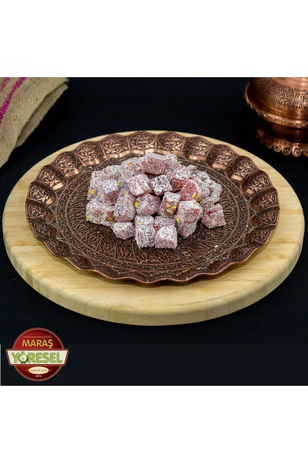 Ürün görseli: Narlı Antep Fıstıklı Çifte Kavrulmuş Lokum (500 Gr)