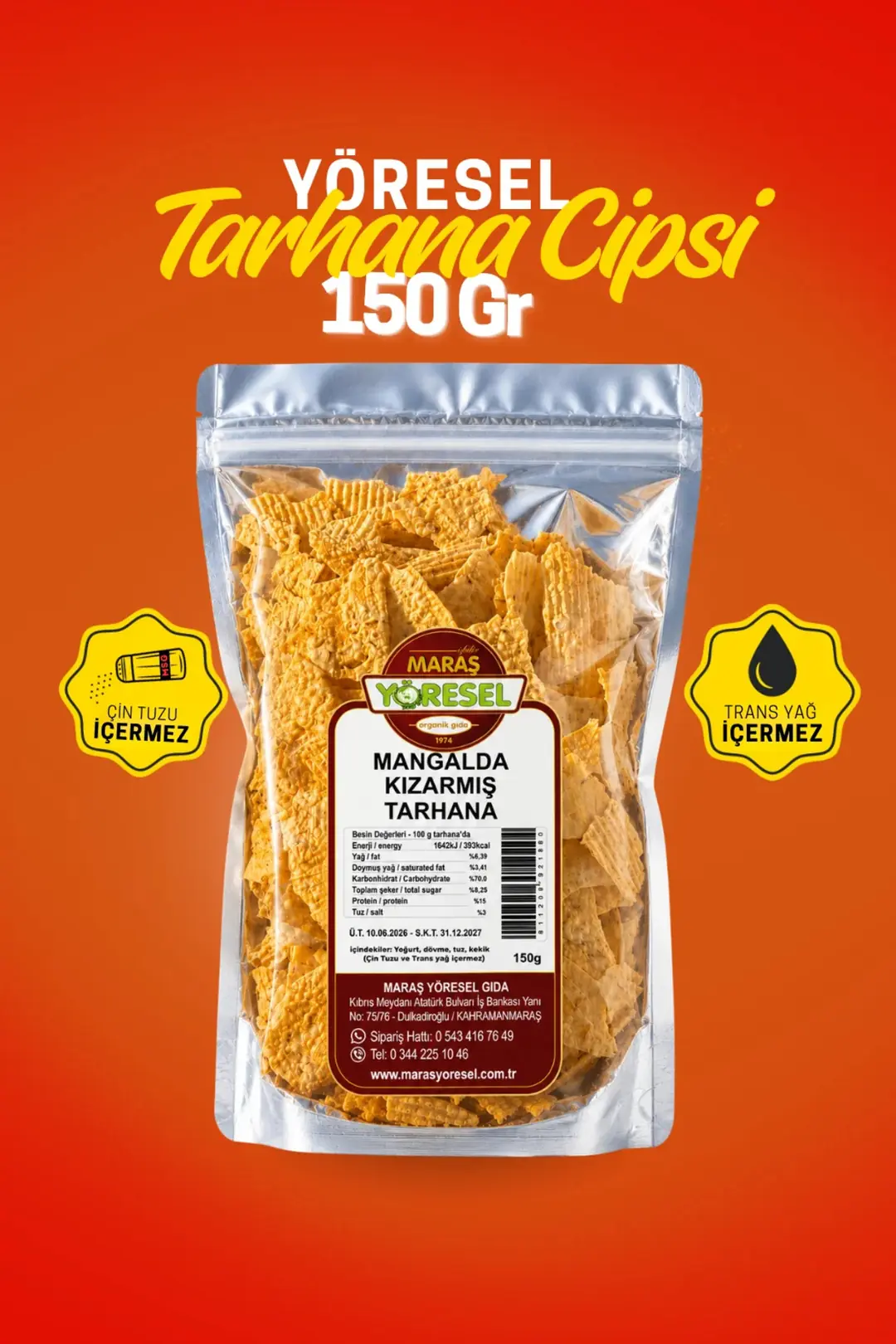 Ürün görseli: Mangalda Kızarmış Tarhana Cips Fırınlanmış Çerezlik Lezzet 150 gr